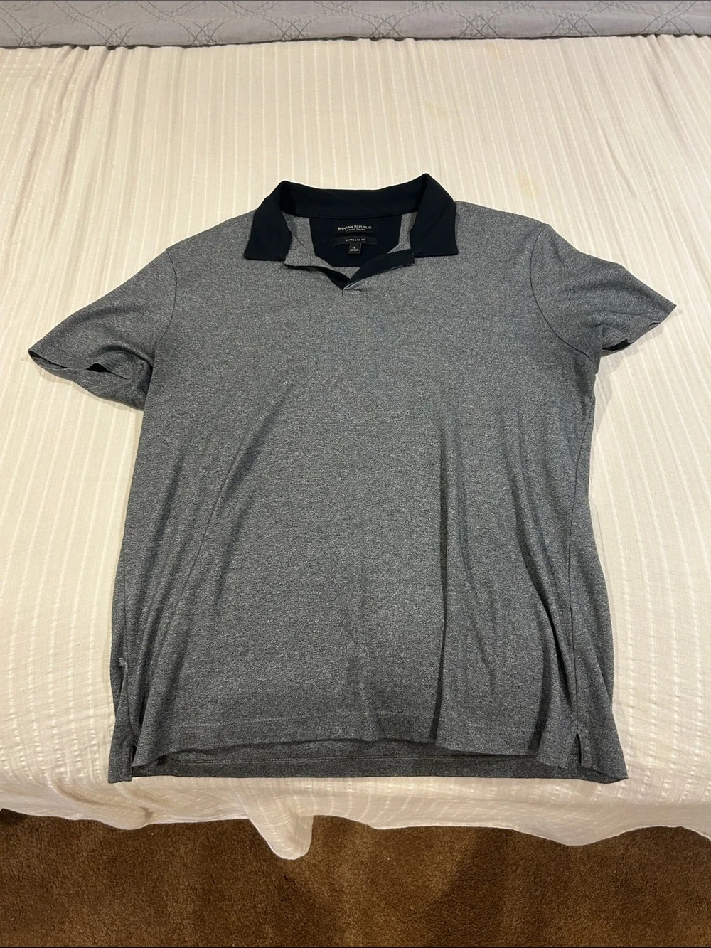 Banana Republic Heather Gray Polo with Black Collar